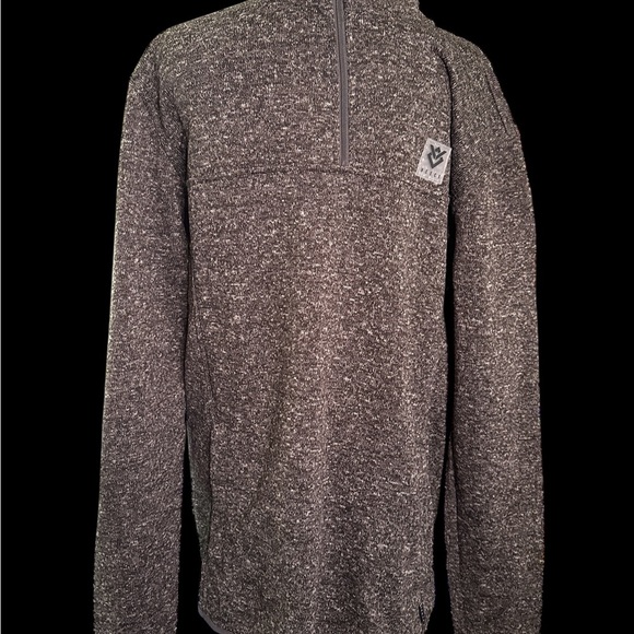 Gray Zip Up Sweater with Ribbed Cuffs and Standing Collar - Picture 1 of 6